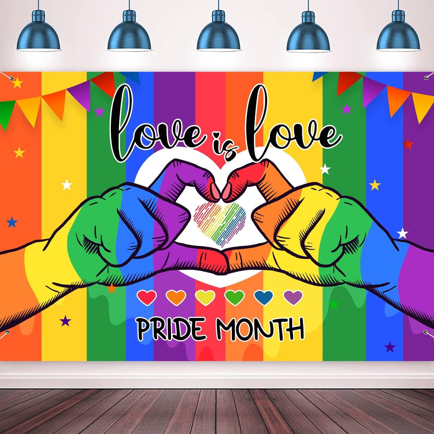 Pride Decorations Banner Backdrop Pride Month Decorations LGBT Gay Pride Decorations Love is Love Banner Backdrop Photo Booth Background for Rainbow Theme Party Supplies
