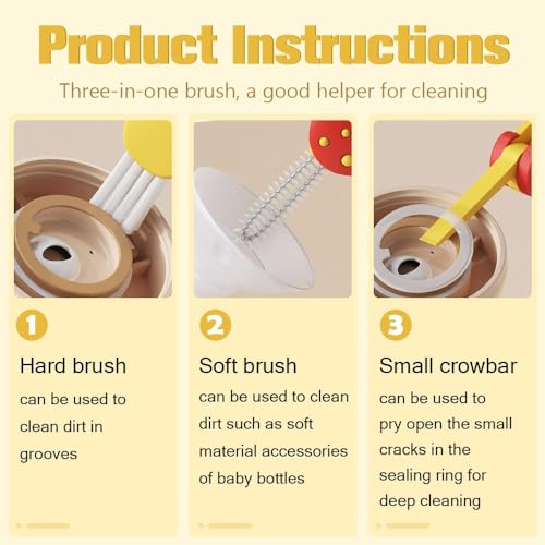 3 in 1 Cup Lid Cleaning Brush, 2024 Multifunctional Crevice Portable Cup Lid Cleaning Brush for Bottle Gap Tight Spaces Cup (A-Blue)