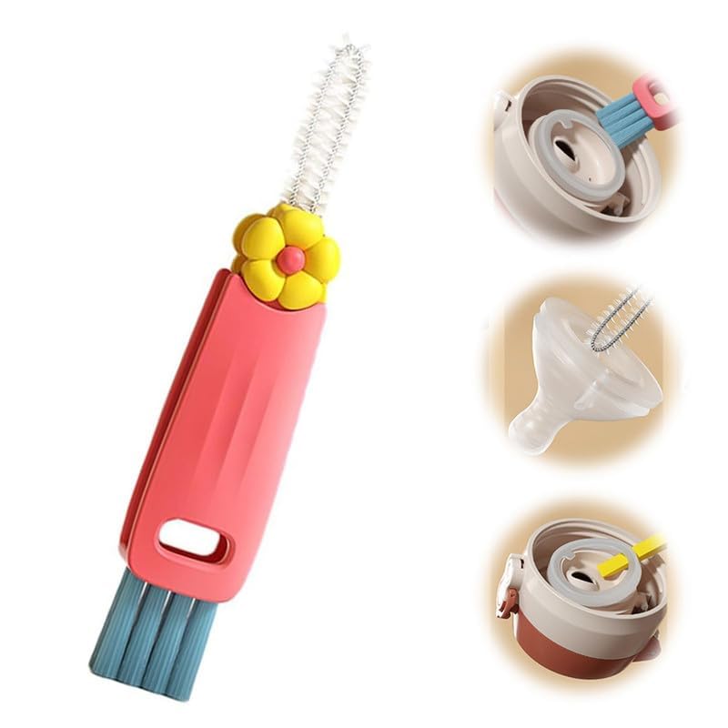 3 in 1 Cup Lid Cleaning Brush, 2024 Multifunctional Crevice Portable Cup Lid Cleaning Brush for Bottle Gap Tight Spaces Cup (A-Blue)