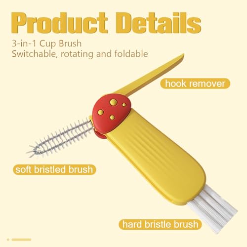 3 in 1 Cup Lid Cleaning Brush, 2024 Multifunctional Crevice Portable Cup Lid Cleaning Brush for Bottle Gap Tight Spaces Cup (A-Blue)
