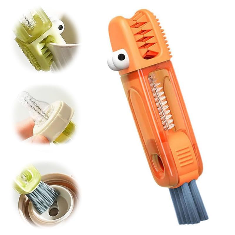 3 in 1 Cup Lid Cleaning Brush, 2024 Multifunctional Crevice Portable Cup Lid Cleaning Brush for Bottle Gap Tight Spaces Cup (A-Blue)