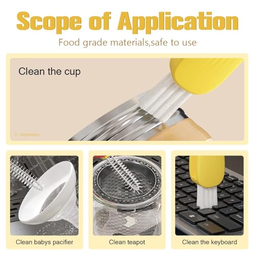 3 in 1 Cup Lid Cleaning Brush, 2024 Multifunctional Crevice Portable Cup Lid Cleaning Brush for Bottle Gap Tight Spaces Cup (A-Blue)