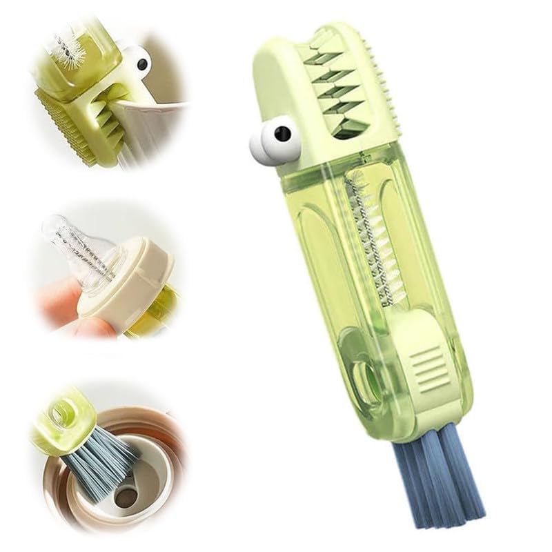 3 in 1 Cup Lid Cleaning Brush, 2024 Multifunctional Crevice Portable Cup Lid Cleaning Brush for Bottle Gap Tight Spaces Cup (A-Blue)