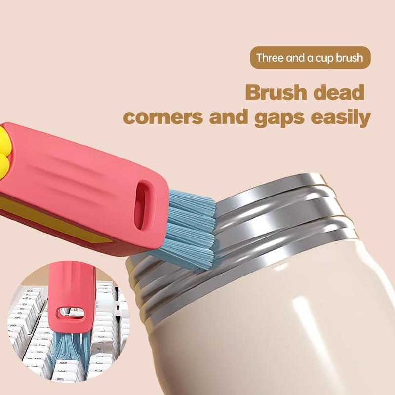 3 in 1 Cup Lid Cleaning Brush, 2024 Multifunctional Crevice Portable Cup Lid Cleaning Brush for Bottle Gap Tight Spaces Cup (A-Blue)