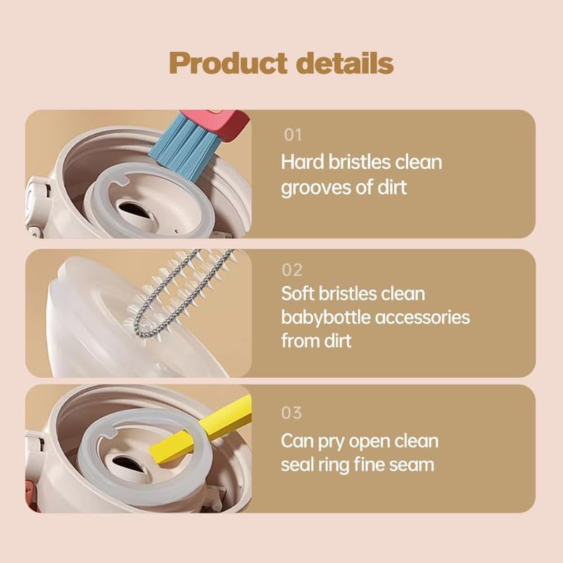 3 in 1 Cup Lid Cleaning Brush, 2024 Multifunctional Crevice Portable Cup Lid Cleaning Brush for Bottle Gap Tight Spaces Cup (A-Blue)