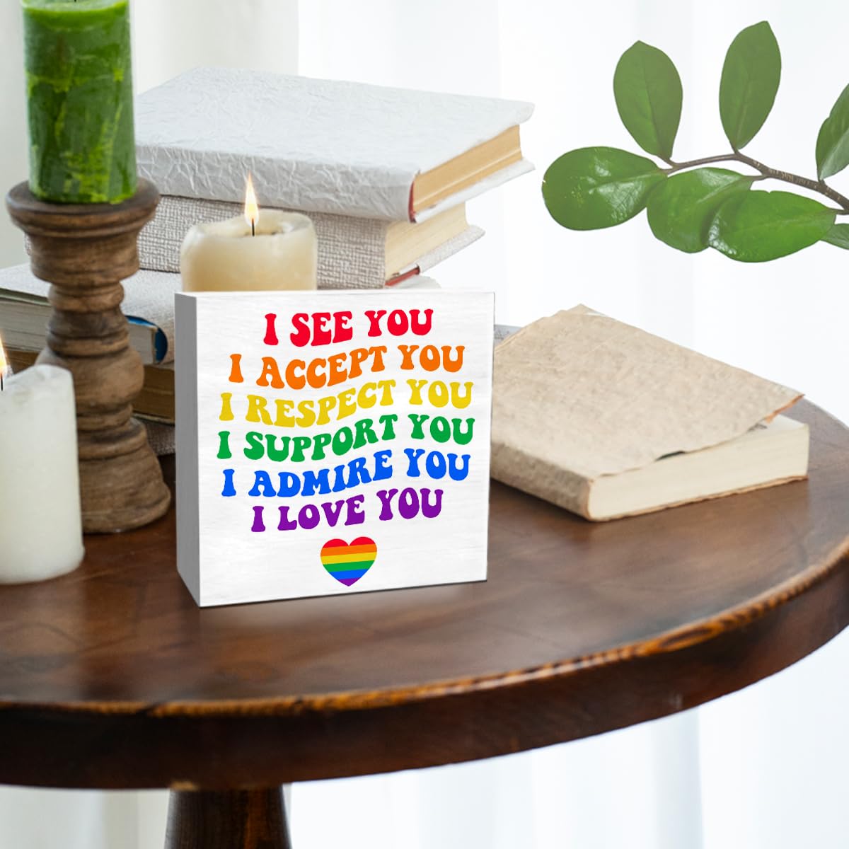 LGBT Decor Wooden Box Sign, LGBT Rainbow Pride Desk Decor for Room Home Office, LGBTQ Lesbian Gay Queer Decoration LGBT Pride Month Gifts for Men Women, The Gay Agenda