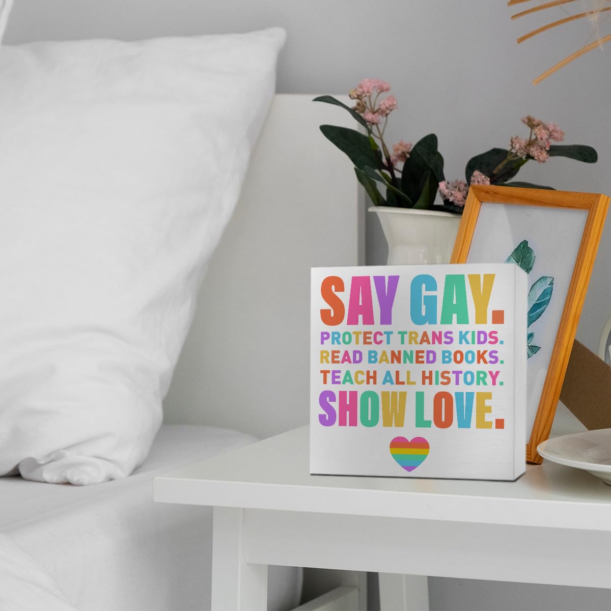 LGBT Decor Wooden Box Sign, LGBT Rainbow Pride Desk Decor for Room Home Office, LGBTQ Lesbian Gay Queer Decoration LGBT Pride Month Gifts for Men Women, The Gay Agenda