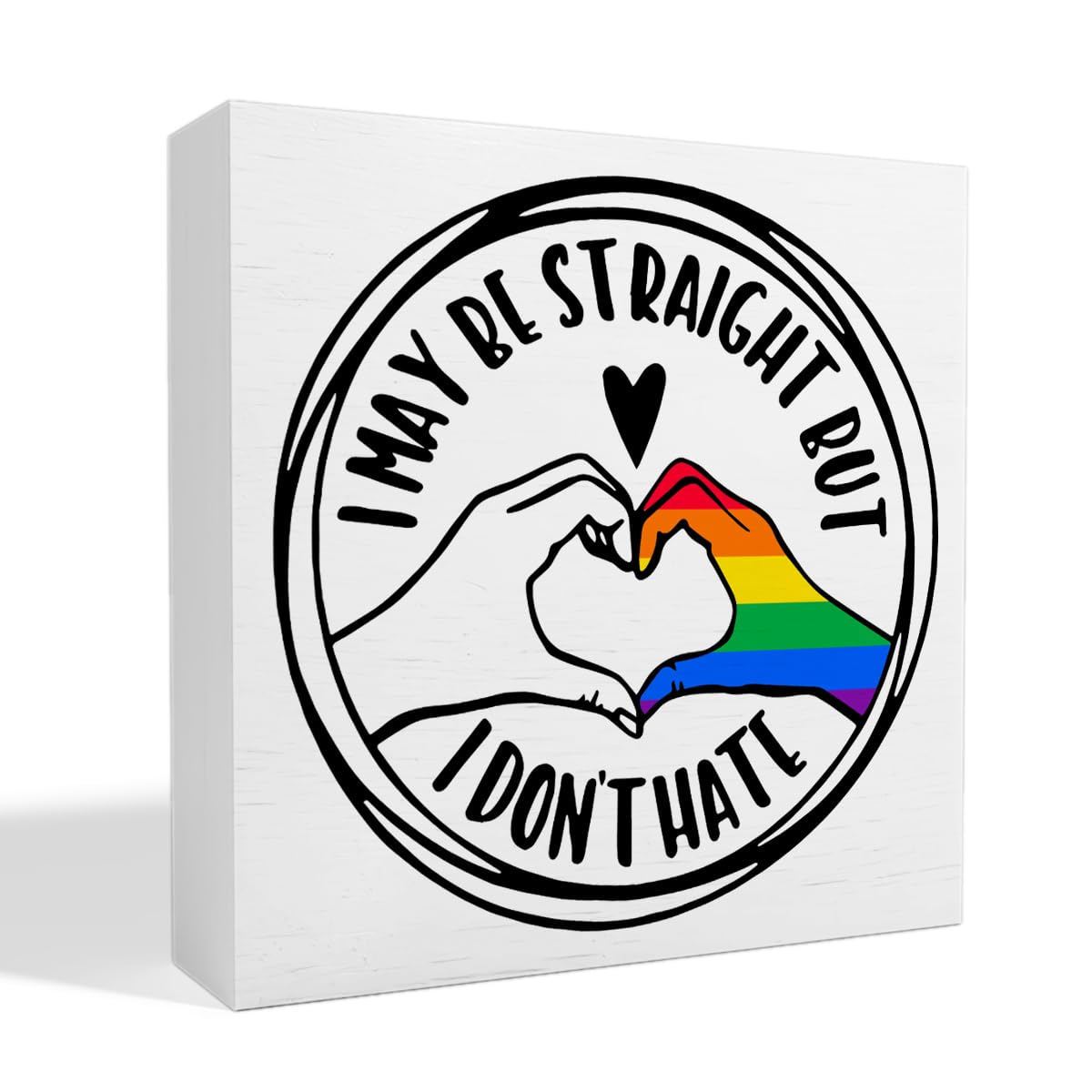 LGBT Decor Wooden Box Sign, LGBT Rainbow Pride Desk Decor for Room Home Office, LGBTQ Lesbian Gay Queer Decoration LGBT Pride Month Gifts for Men Women, The Gay Agenda