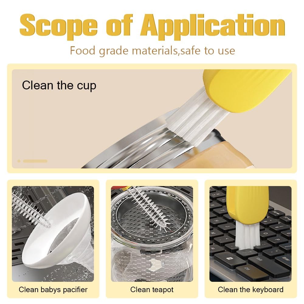 3 in 1 Cup Lid Cleaning Brush, 2024 Multifunctional Crevice Portable Cup Lid Cleaning Brush for Bottle Gap Tight Spaces Cup (A-Blue)
