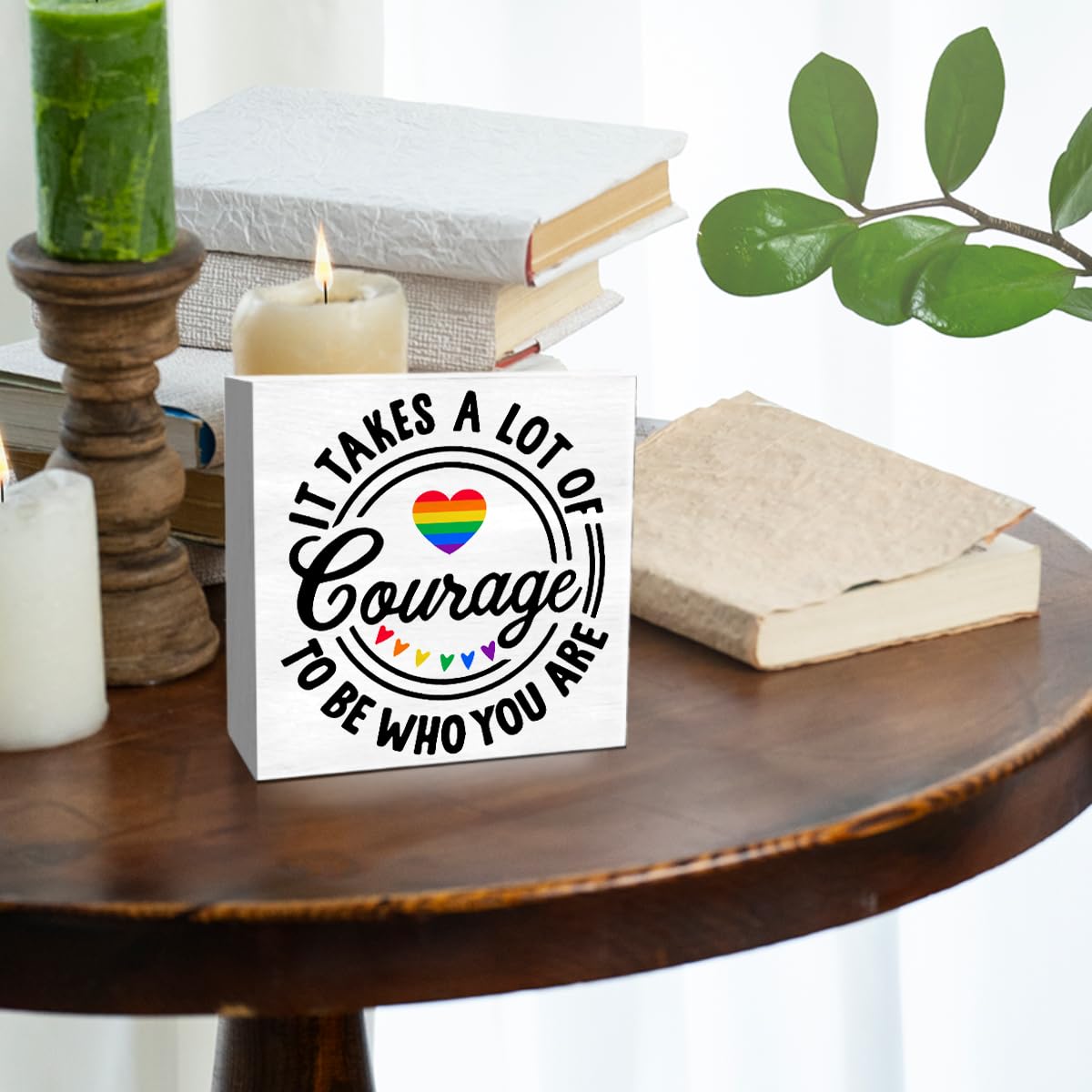 LGBT Decor Wooden Box Sign, LGBT Rainbow Pride Desk Decor for Room Home Office, LGBTQ Lesbian Gay Queer Decoration LGBT Pride Month Gifts for Men Women, The Gay Agenda