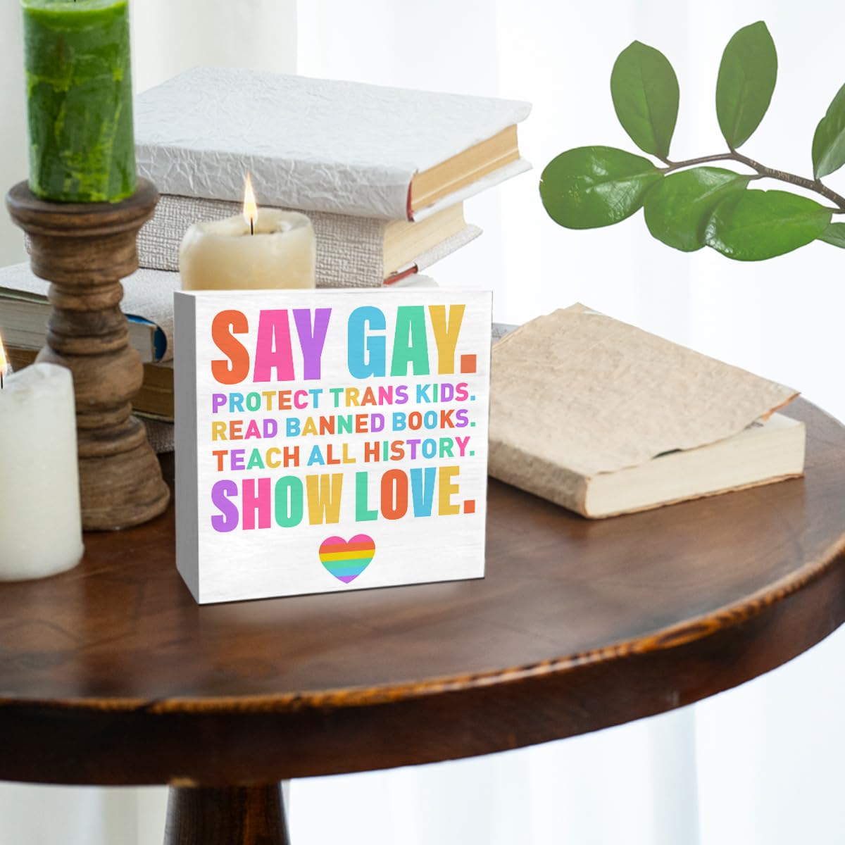 LGBT Decor Wooden Box Sign, LGBT Rainbow Pride Desk Decor for Room Home Office, LGBTQ Lesbian Gay Queer Decoration LGBT Pride Month Gifts for Men Women, The Gay Agenda