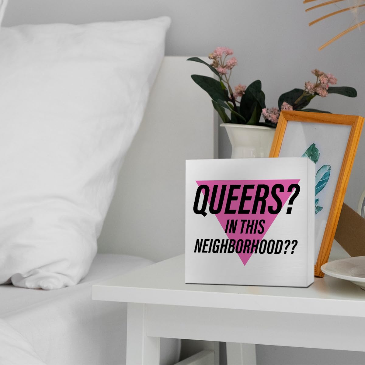 LGBT Decor Wooden Box Sign, LGBT Rainbow Pride Desk Decor for Room Home Office, LGBTQ Lesbian Gay Queer Decoration LGBT Pride Month Gifts for Men Women, The Gay Agenda