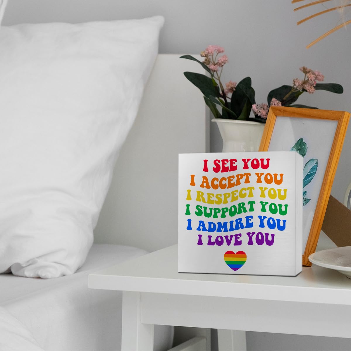 LGBT Decor Wooden Box Sign, LGBT Rainbow Pride Desk Decor for Room Home Office, LGBTQ Lesbian Gay Queer Decoration LGBT Pride Month Gifts for Men Women, The Gay Agenda