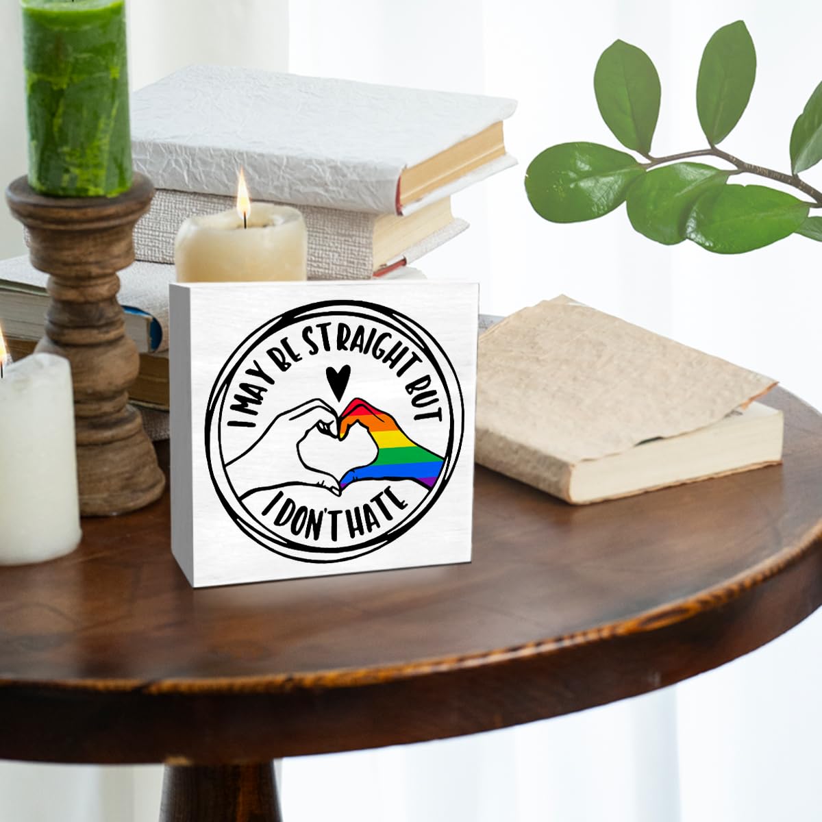 LGBT Decor Wooden Box Sign, LGBT Rainbow Pride Desk Decor for Room Home Office, LGBTQ Lesbian Gay Queer Decoration LGBT Pride Month Gifts for Men Women, The Gay Agenda