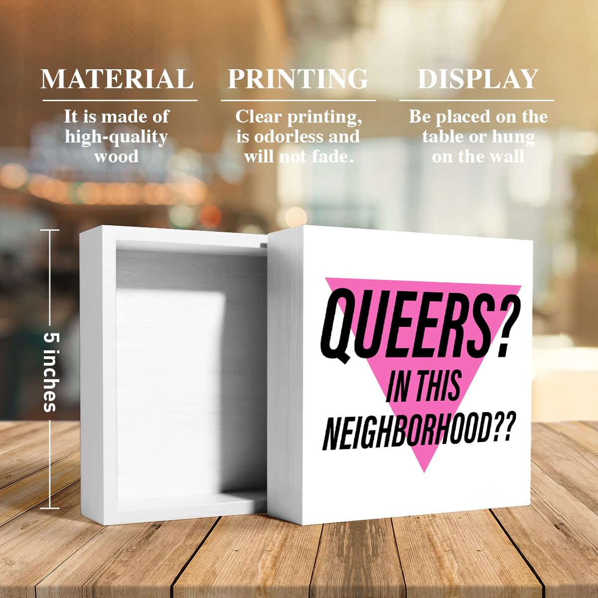 LGBT Decor Wooden Box Sign, LGBT Rainbow Pride Desk Decor for Room Home Office, LGBTQ Lesbian Gay Queer Decoration LGBT Pride Month Gifts for Men Women, The Gay Agenda