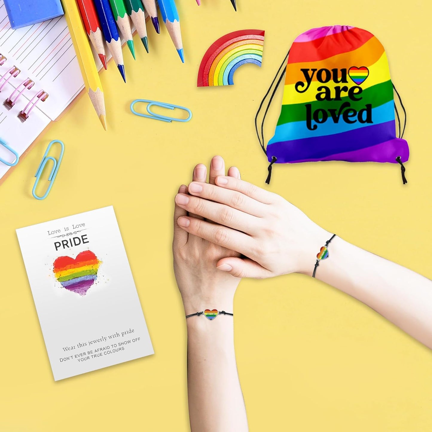 Pride Month Gift Set - Gay Pride Stuff LGBTQ Accessories for Lesbian Gay Bisexual Transgender Queer Friend on Birthday Christmas Anniversary Pride Month, Novelty Socks Stickers Tumbler Pride Gifts