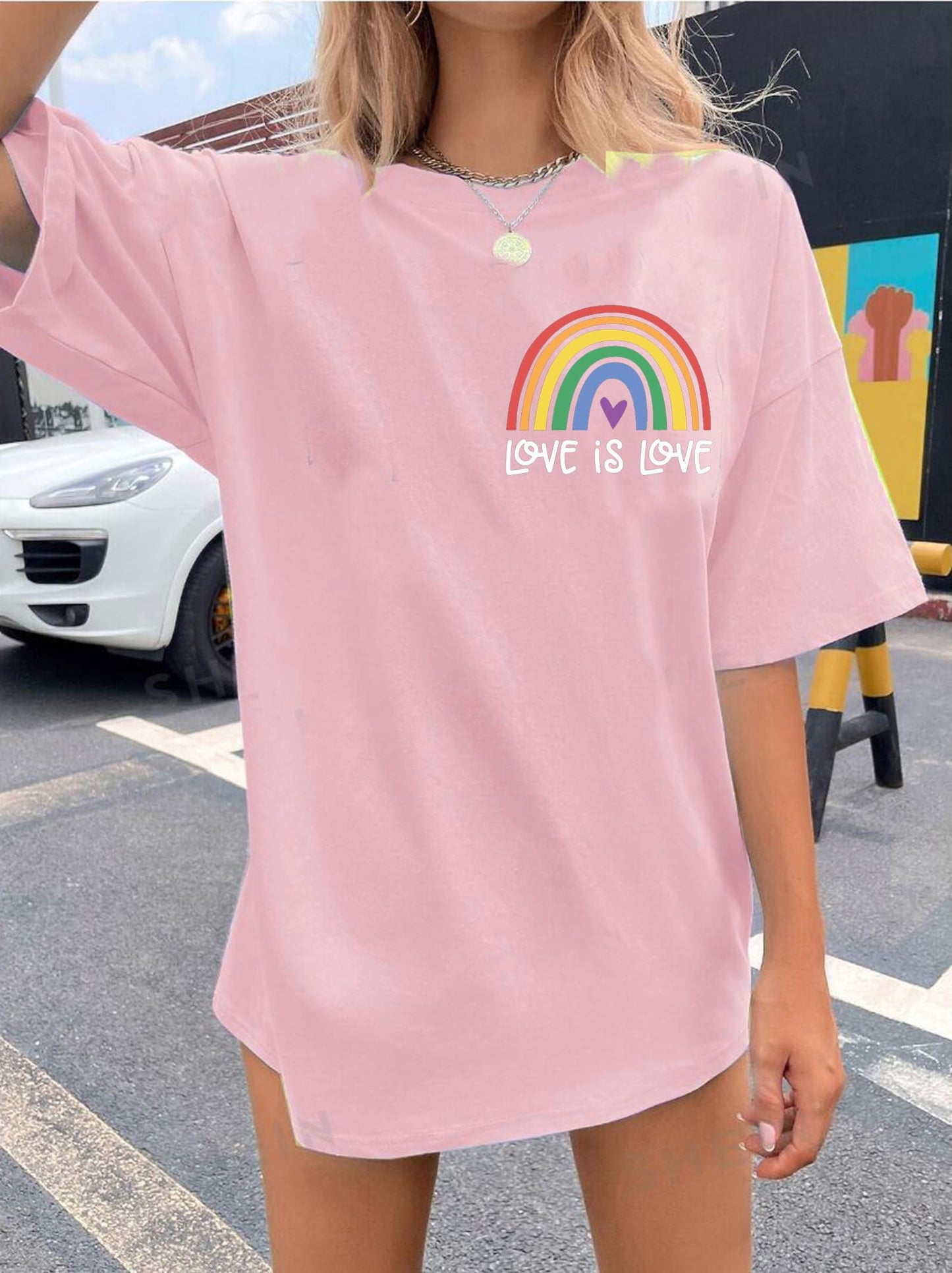 BOMYTAO Pride Rainbow Shirt for Women Love is Love and in My Pride Era Letter Print T-Shirt LGBT Equality Casual Tee