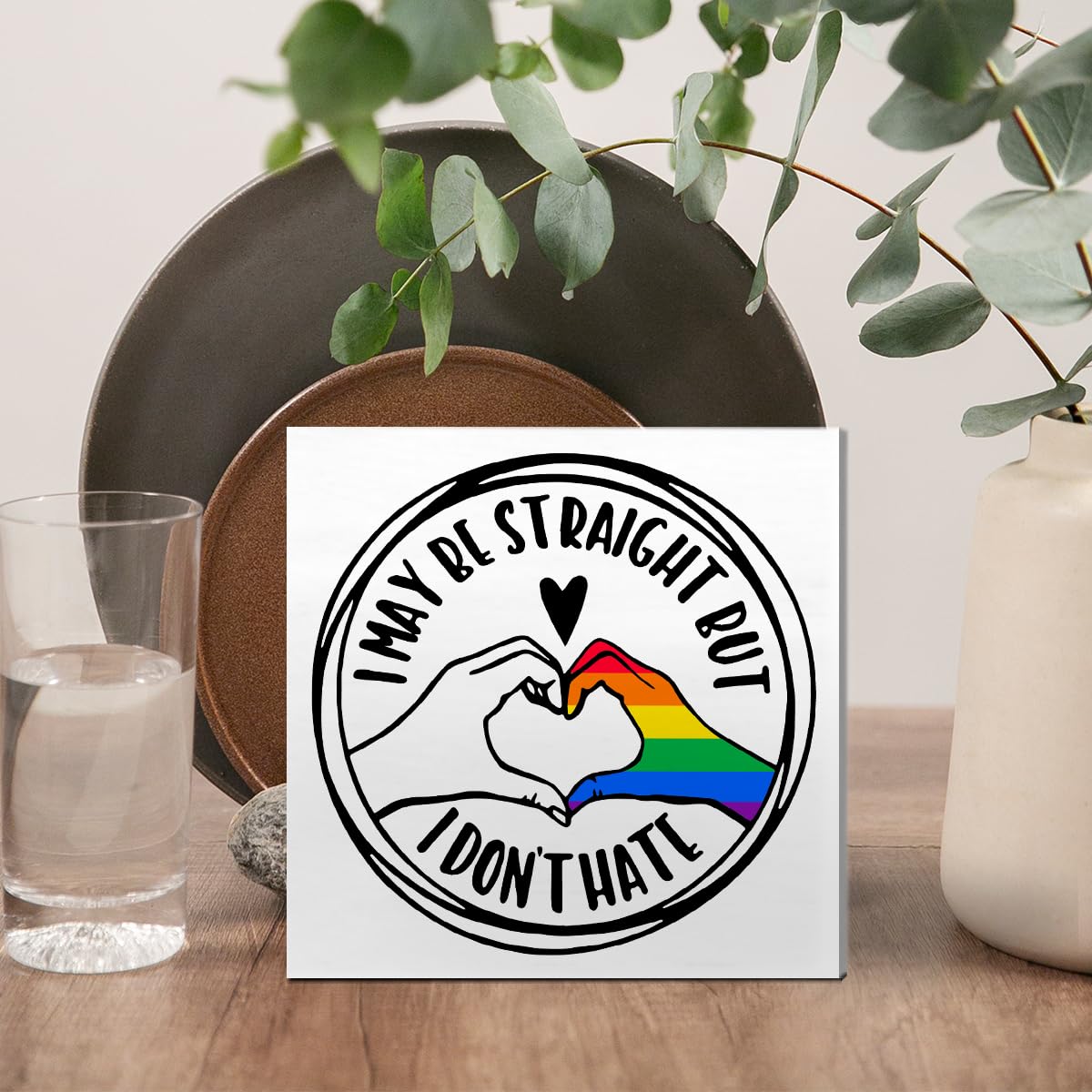 LGBT Decor Wooden Box Sign, LGBT Rainbow Pride Desk Decor for Room Home Office, LGBTQ Lesbian Gay Queer Decoration LGBT Pride Month Gifts for Men Women, The Gay Agenda