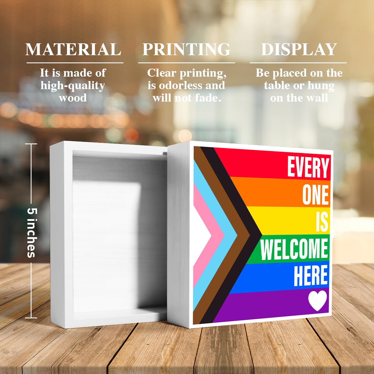 LGBT Decor Wooden Box Sign, LGBT Rainbow Pride Desk Decor for Room Home Office, LGBTQ Lesbian Gay Queer Decoration LGBT Pride Month Gifts for Men Women, The Gay Agenda