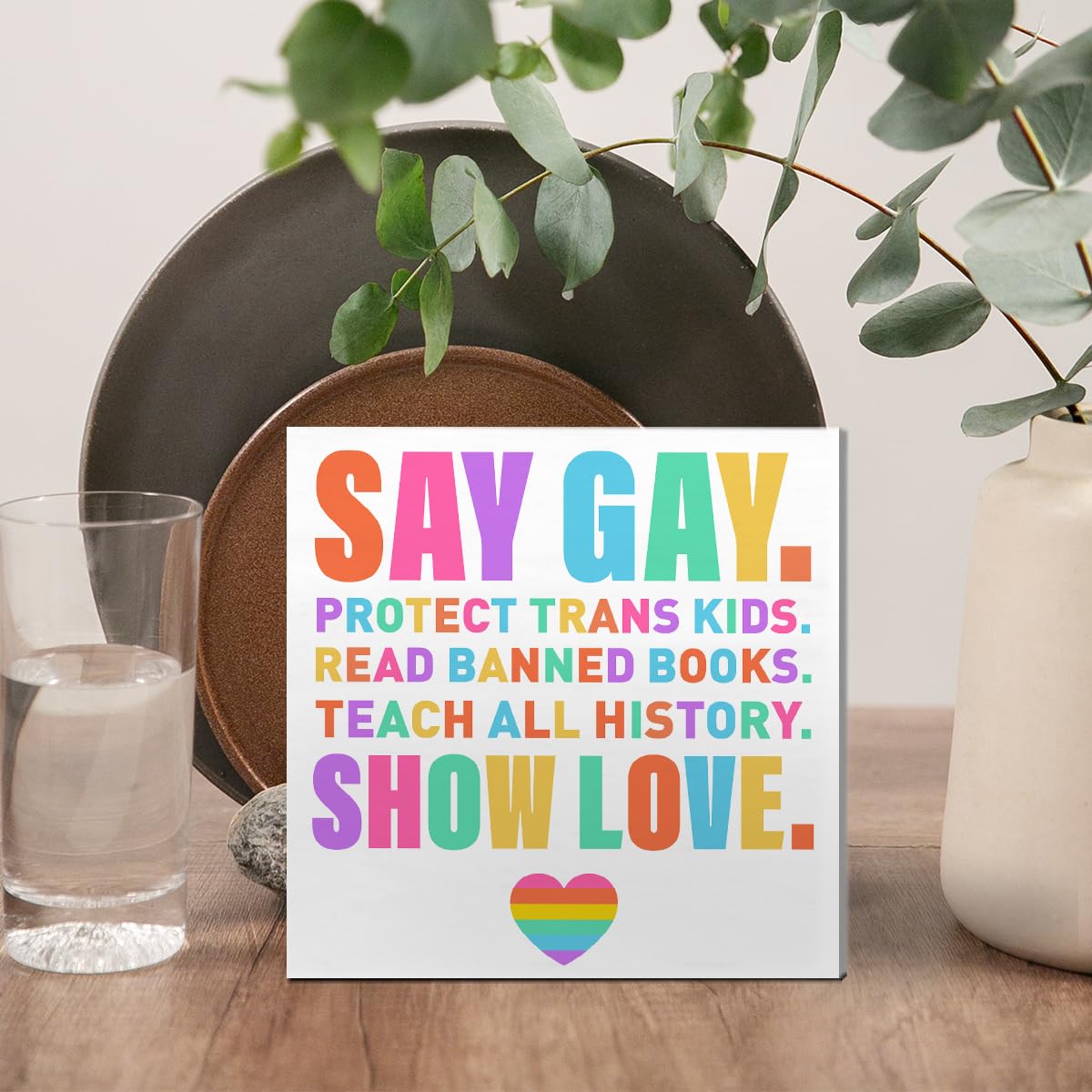 LGBT Decor Wooden Box Sign, LGBT Rainbow Pride Desk Decor for Room Home Office, LGBTQ Lesbian Gay Queer Decoration LGBT Pride Month Gifts for Men Women, The Gay Agenda