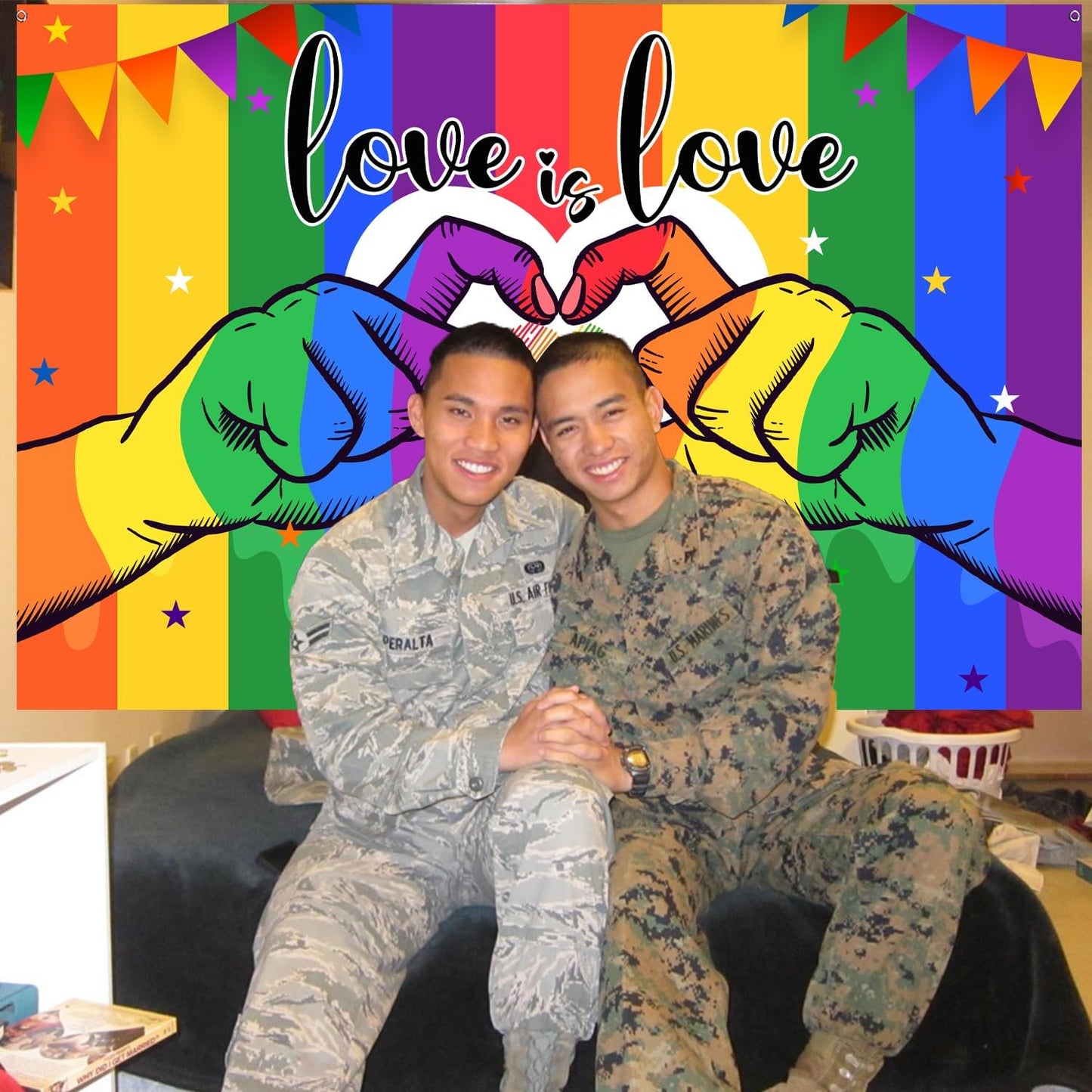 Pride Decorations Banner Backdrop Pride Month Decorations LGBT Gay Pride Decorations Love is Love Banner Backdrop Photo Booth Background for Rainbow Theme Party Supplies