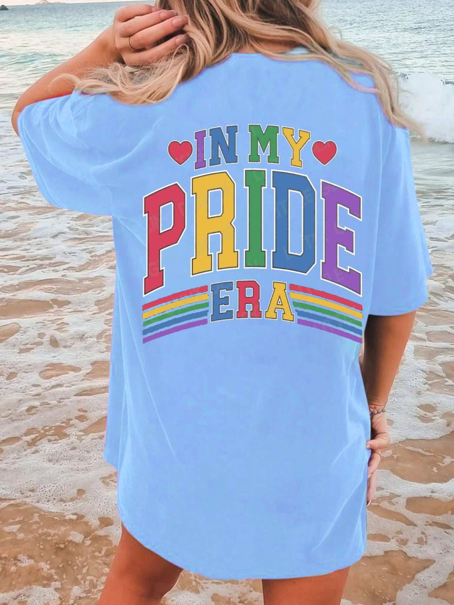 BOMYTAO Pride Rainbow Shirt for Women Love is Love and in My Pride Era Letter Print T-Shirt LGBT Equality Casual Tee