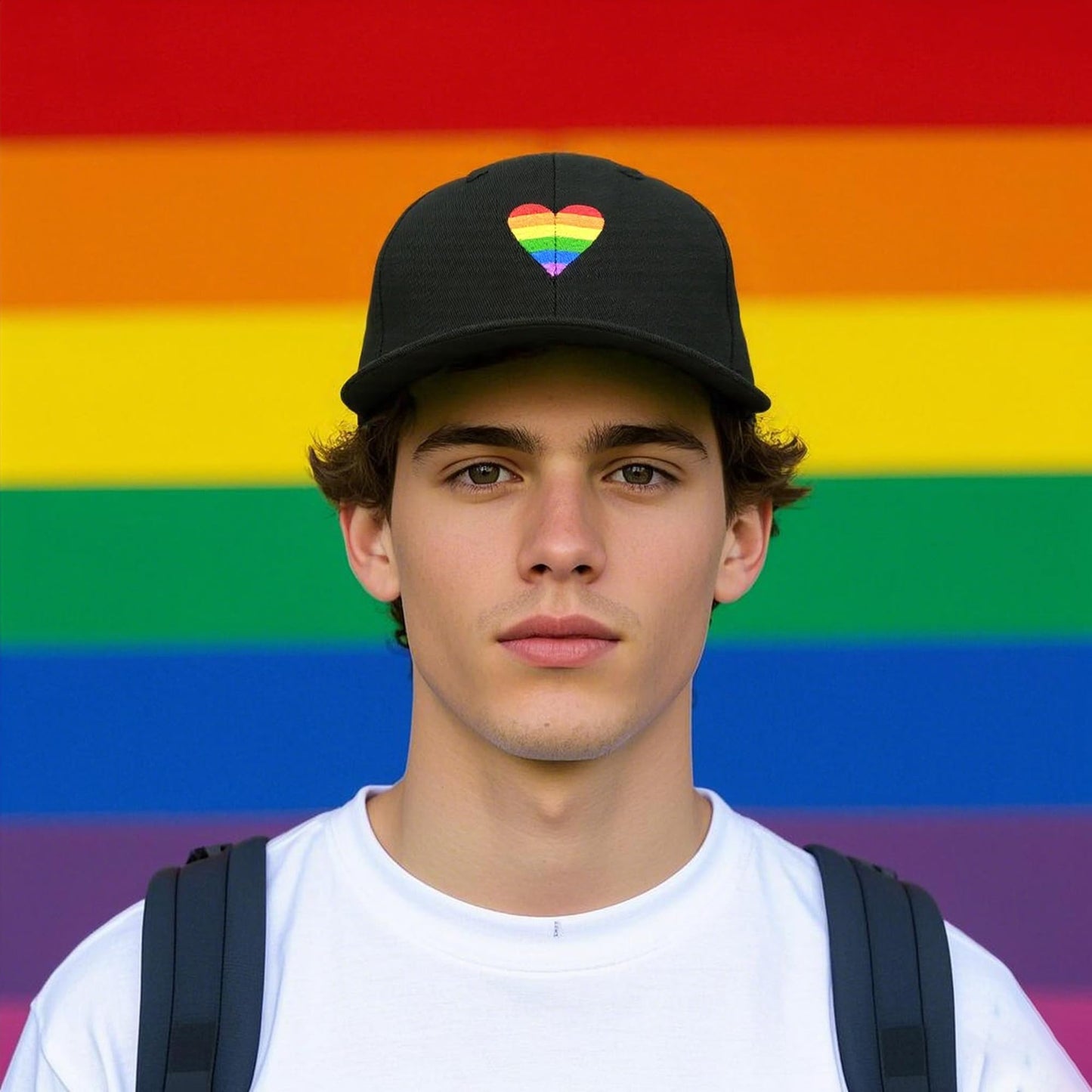 LGBT Pride Baseball Hat, Embroidered Rainbow Heart Hat, Adjustable Gay Lesbian Love Cap for Men Women
