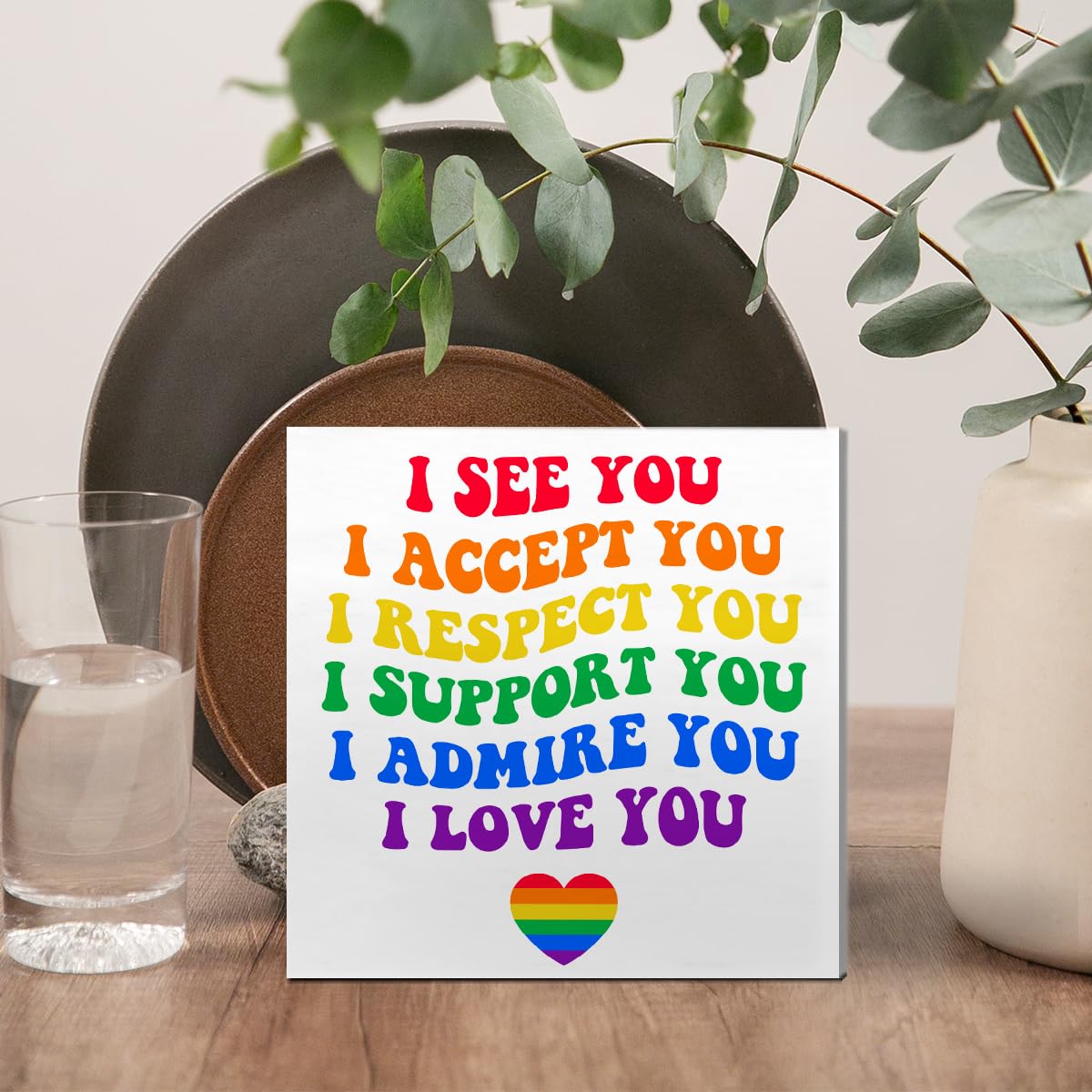 LGBT Decor Wooden Box Sign, LGBT Rainbow Pride Desk Decor for Room Home Office, LGBTQ Lesbian Gay Queer Decoration LGBT Pride Month Gifts for Men Women, The Gay Agenda