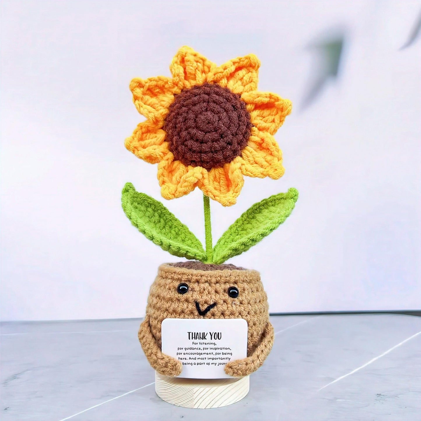 Gossby Positive Sunflower Doll Crochet with Card - This is A Little Reminder - Appreciation Gift for Coworker, Best Friend, Teacher, Sister, Mom - Christmas, Birthday, Thank You Gift for Women, Men