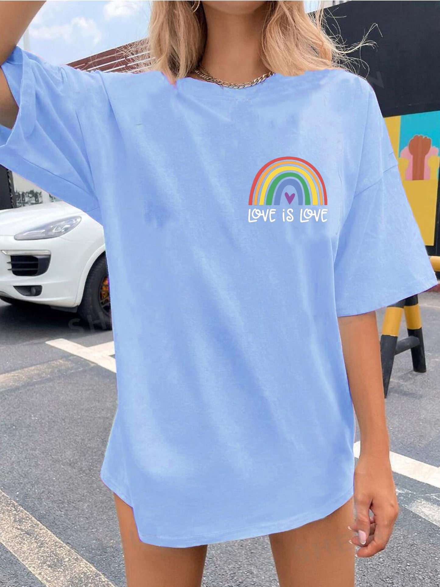 BOMYTAO Pride Rainbow Shirt for Women Love is Love and in My Pride Era Letter Print T-Shirt LGBT Equality Casual Tee