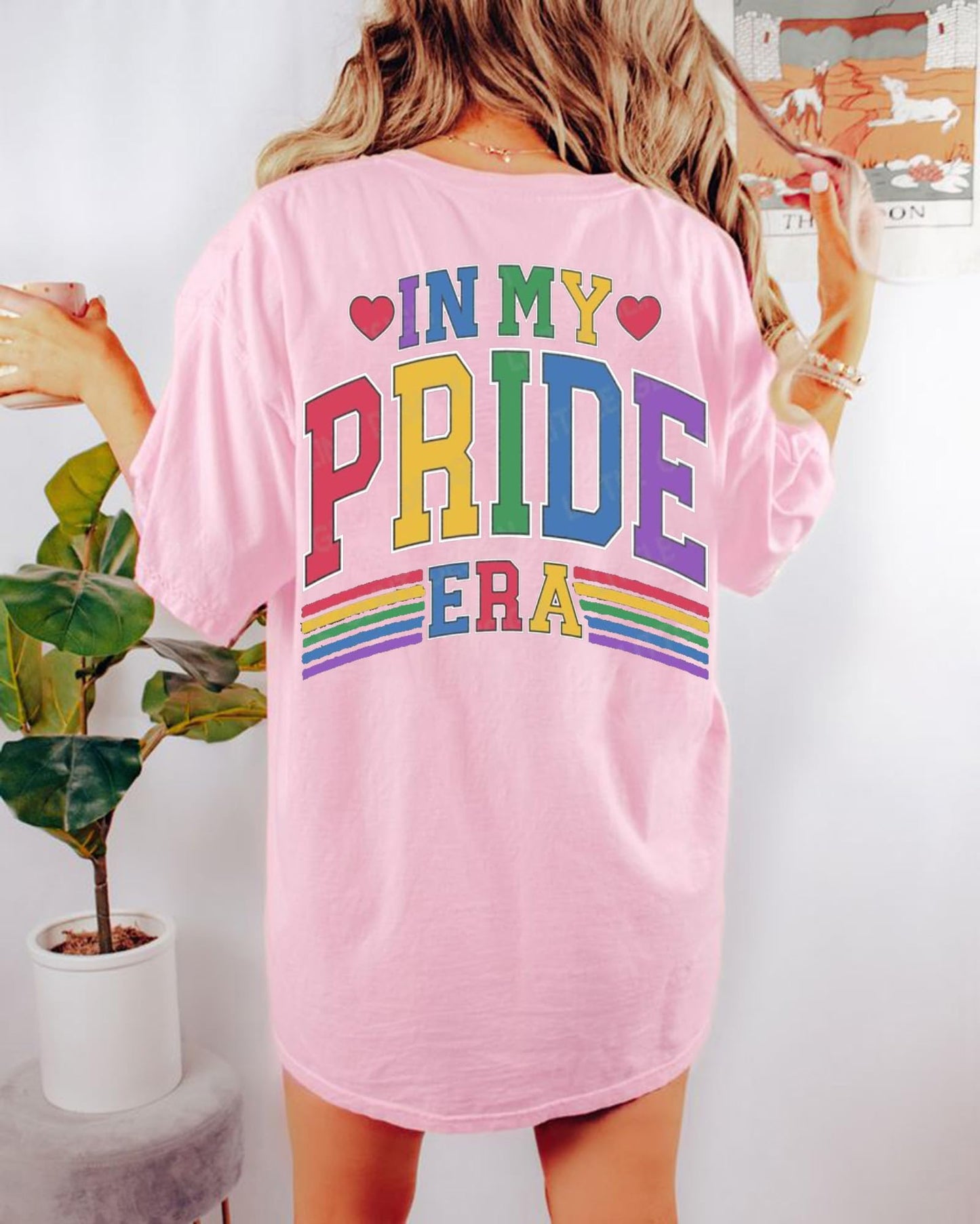 BOMYTAO Pride Rainbow Shirt for Women Love is Love and in My Pride Era Letter Print T-Shirt LGBT Equality Casual Tee