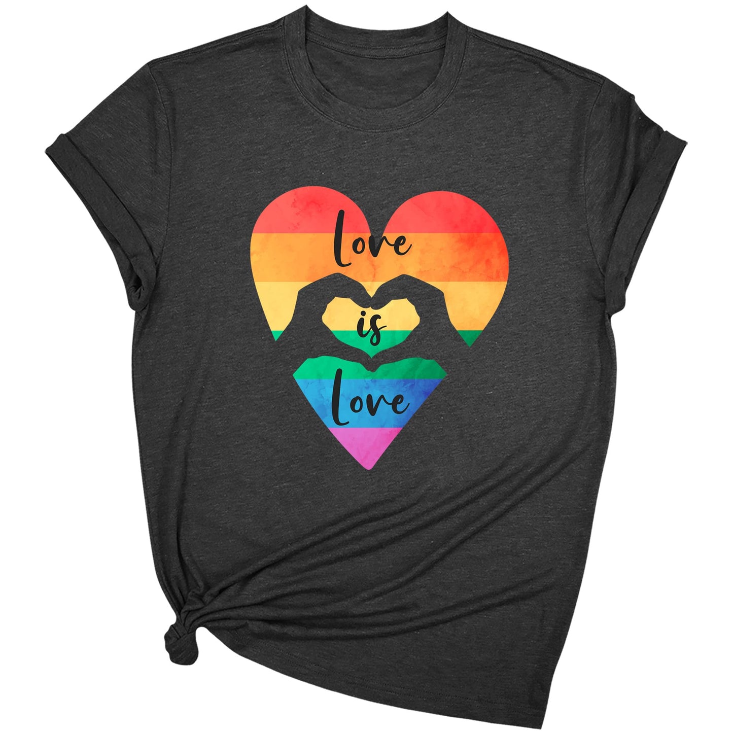 Pride Shirts for Women:Rainbow Heart LGBTQ Support Crew Neck Short Sleeve Pride Ally Higher Quality T-Shirt