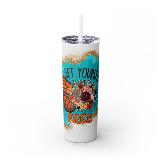 Colorful Butterfly Skinny Tumbler, 20oz