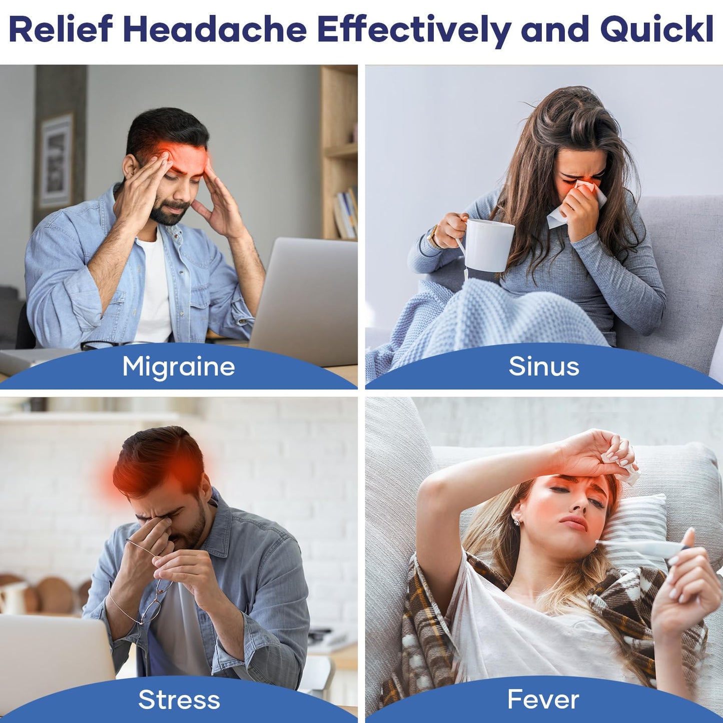 Migraine Relief Cap, Headache Relieve Cap Mask Products, Cooling Odorless Gel Ice Head Wrap for Tension, Stress,Hangover & Puffy Eyes